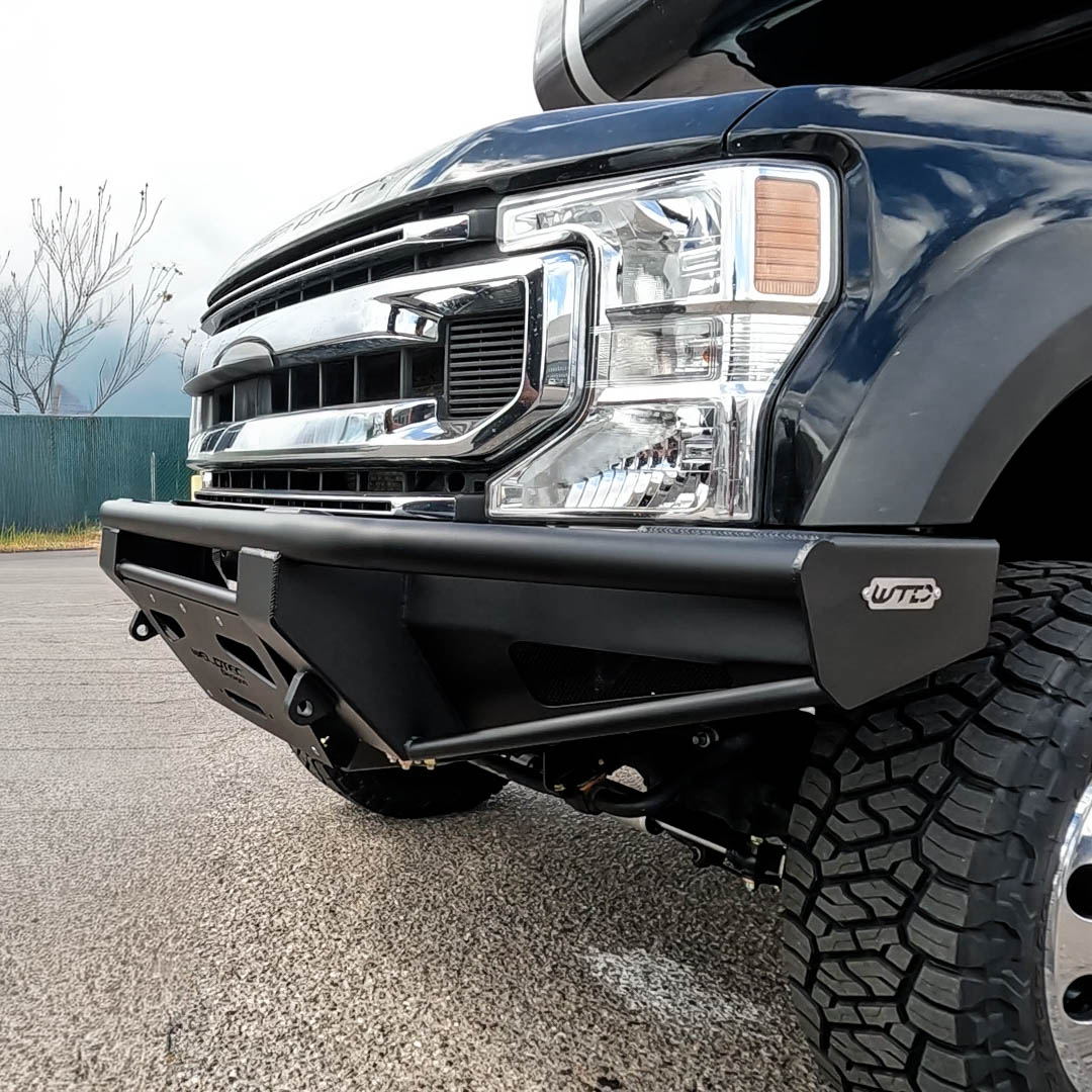 WeldTec Designs Ridge tube winch bumper for Ford F-Series Super C RV with integrated winch mounting and off-road front protection