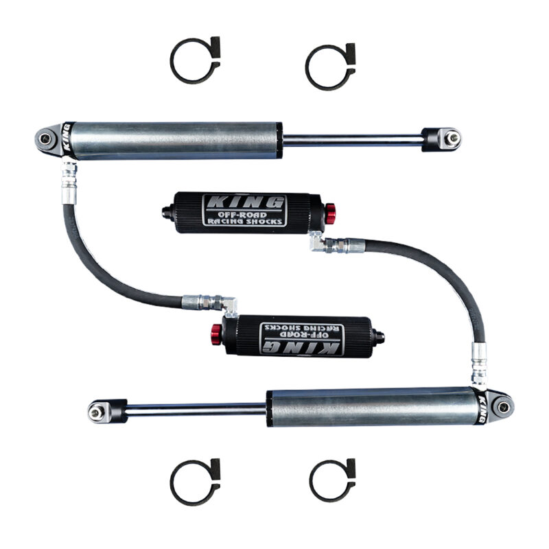 KING Midnight Ops 2.5 shocks and dual 2.0 steering stabilizers for Ford F-550 and F-600 Super C RVs