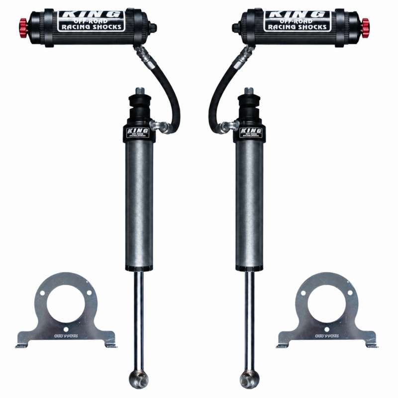 KING Midnight Ops 2.5 shocks and dual 2.0 steering stabilizers for Ford F-550 and F-600 Super C RVs