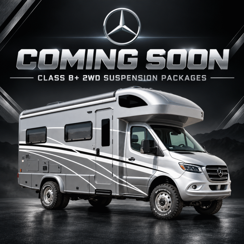 Mercedes-Benz Sprinter Class B+ 2WD RV suspension packages from WeldTec Designs