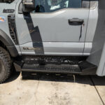 WeldTec Designs side steps for Ford F-550 and F-600 Super C RVs with wide step surface and integrated body-line fitment