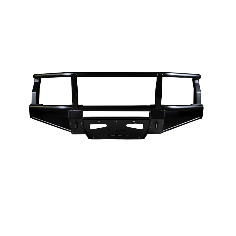 WeldTec Designs Guard tube winch bumper for Ford F-550 and F-600 Super C motorhomes with integrated winch mounting and headlight protection.